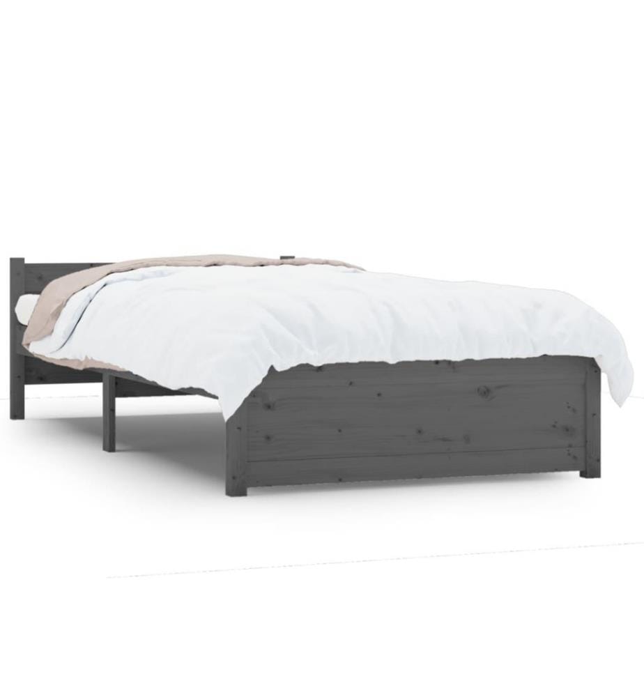 Massivholzbett Grau 75x190 cm 2FT6 Small Single
