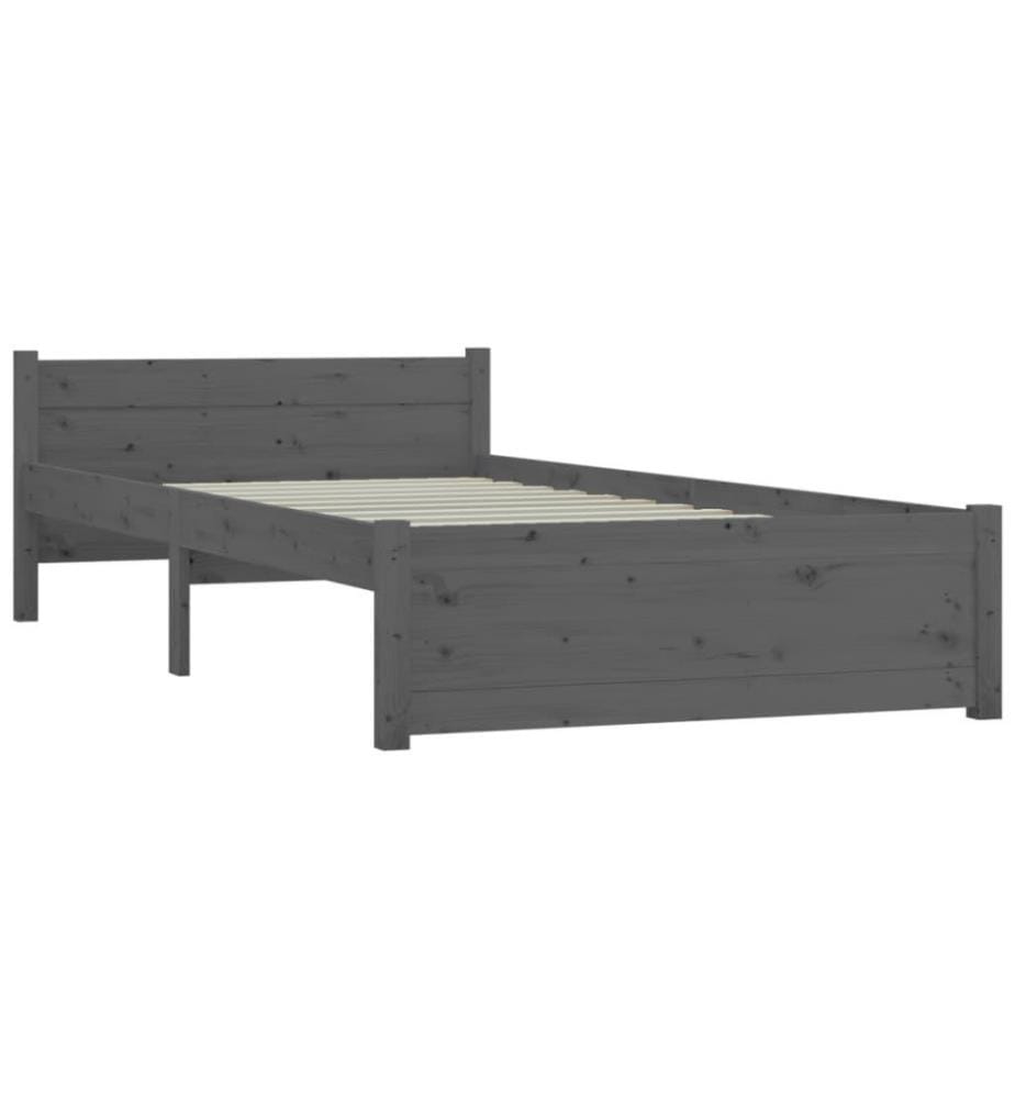 Massivholzbett Grau 75x190 cm 2FT6 Small Single