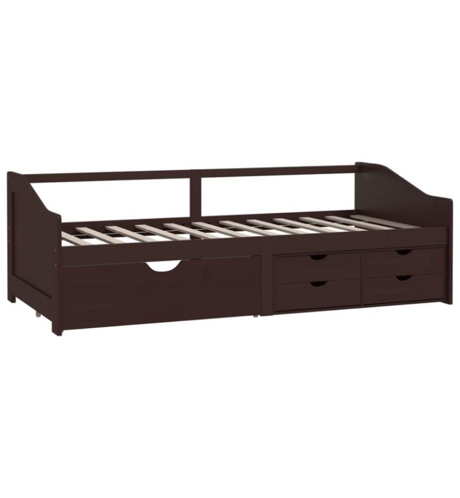Tagesbett 3-Sitzer Schubladen Dunkelbraun Kiefernholz 90x200 cm
