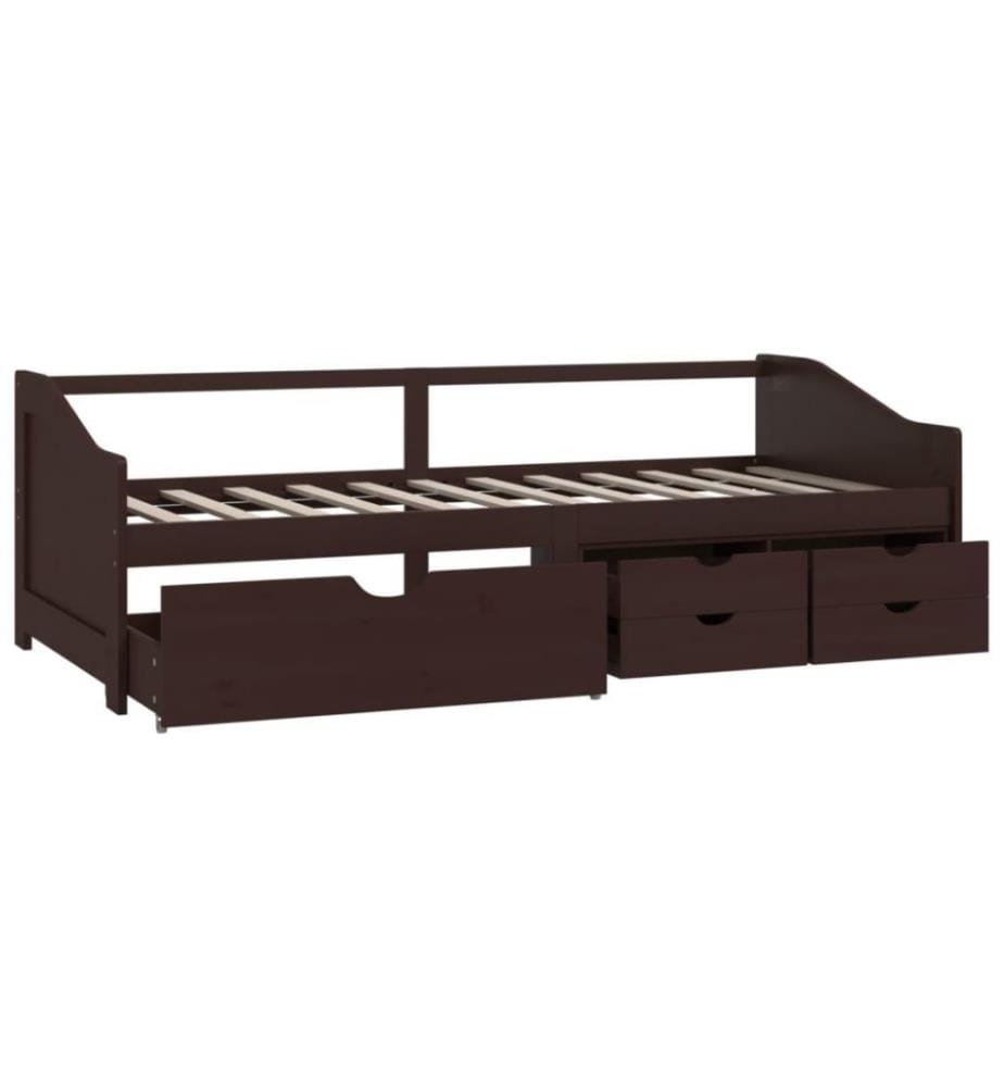 Tagesbett 3-Sitzer Schubladen Dunkelbraun Kiefernholz 90x200 cm