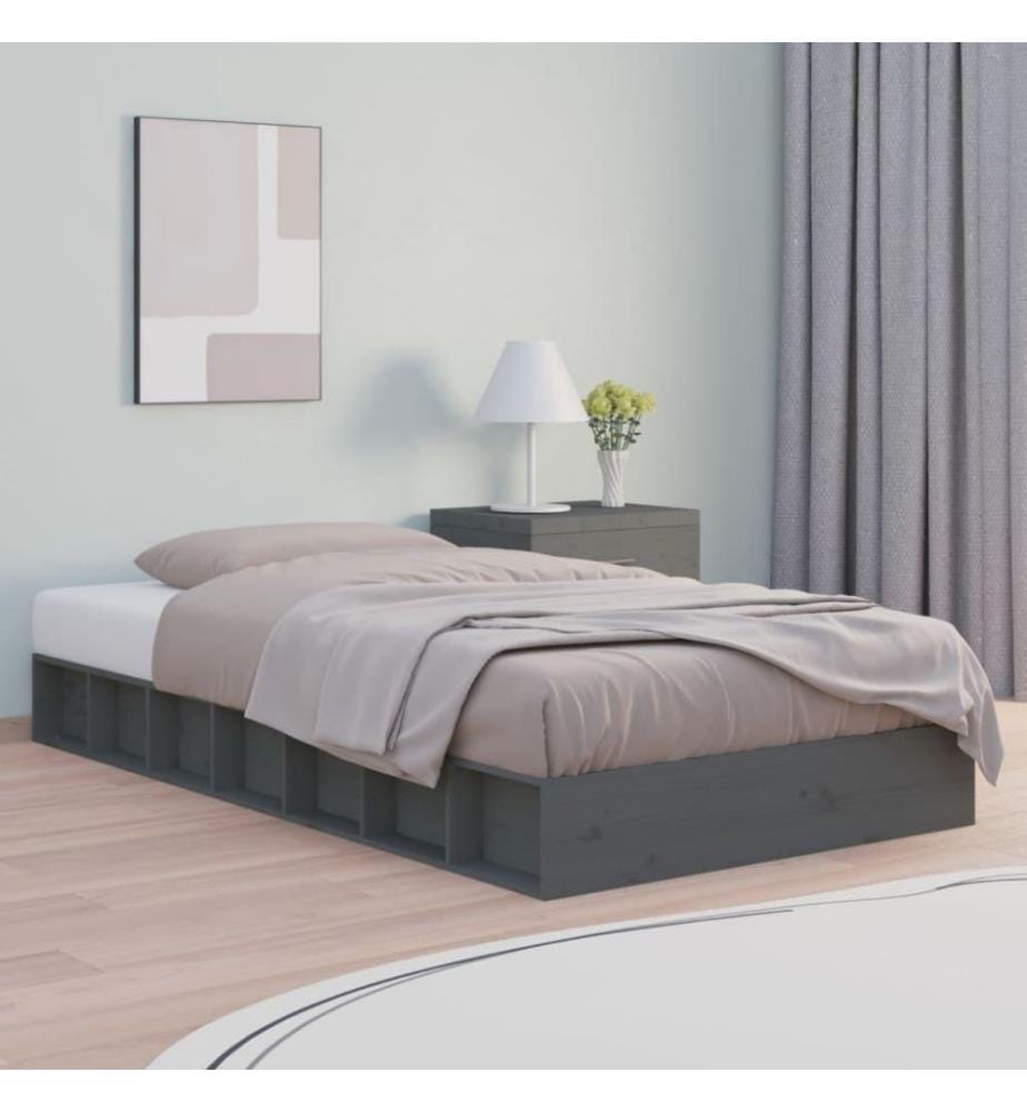 Massivholzbett Grau 75x190 cm 2FT6 Small Single
