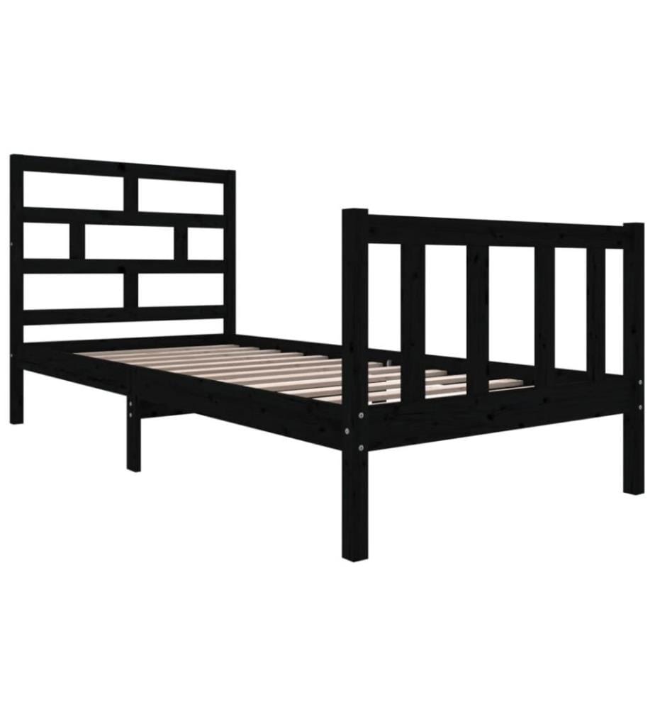 Massivholzbett Schwarz Kiefer 100x200 cm