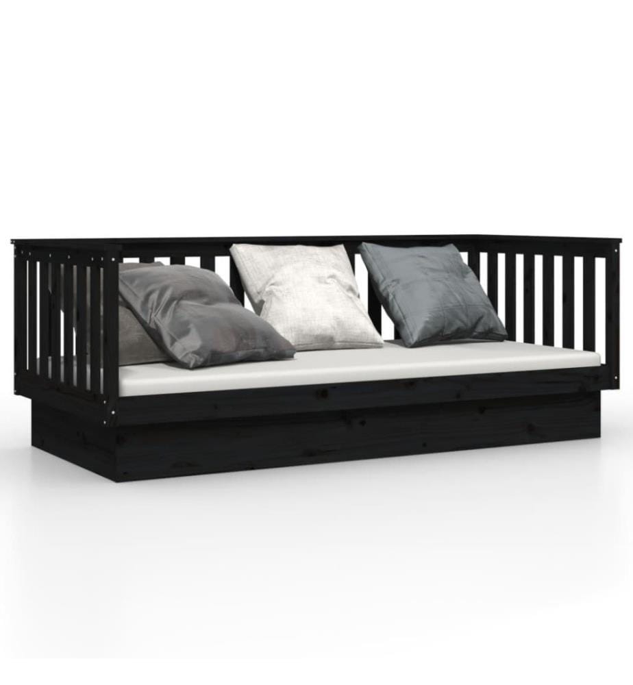 Tagesbett Schwarz 80x200 cm Massivholz Kiefer