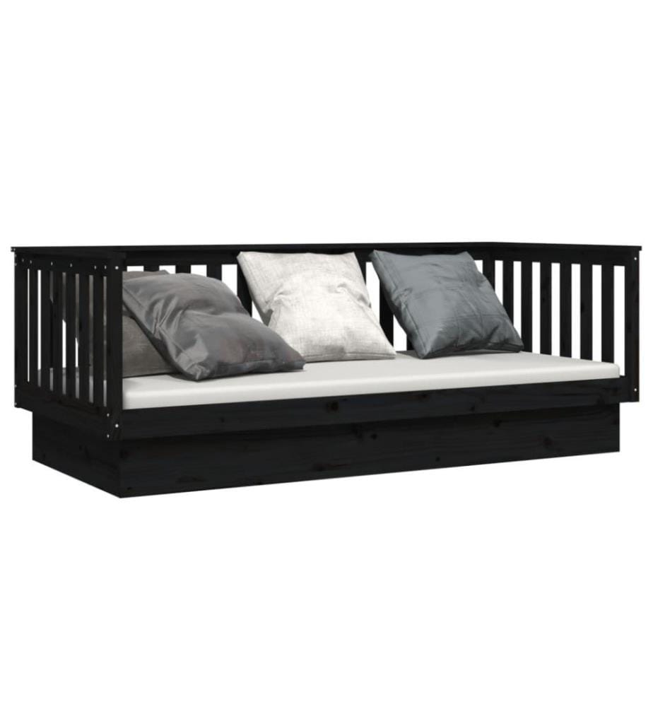 Tagesbett Schwarz 80x200 cm Massivholz Kiefer