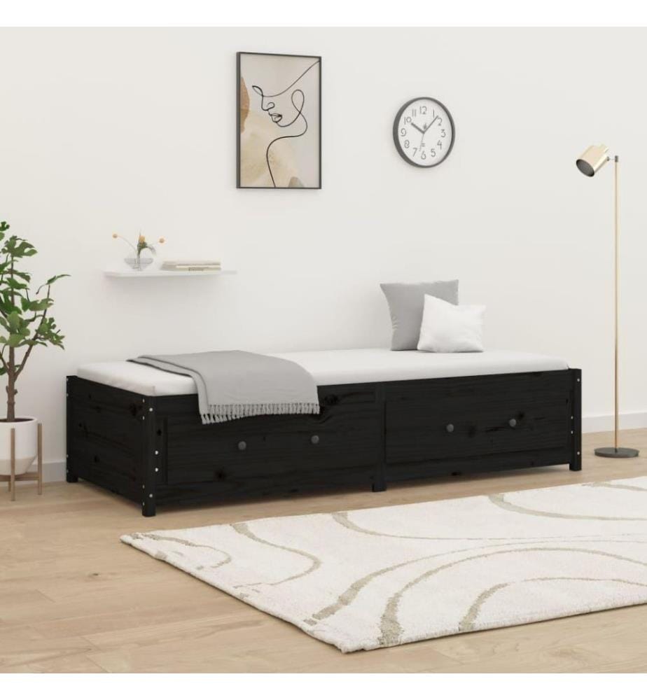 Tagesbett Schwarz 75x190 cm 2FT6 Small Single Massivholz Kiefer