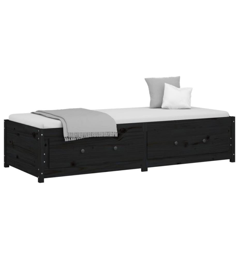 Tagesbett Schwarz 75x190 cm 2FT6 Small Single Massivholz Kiefer