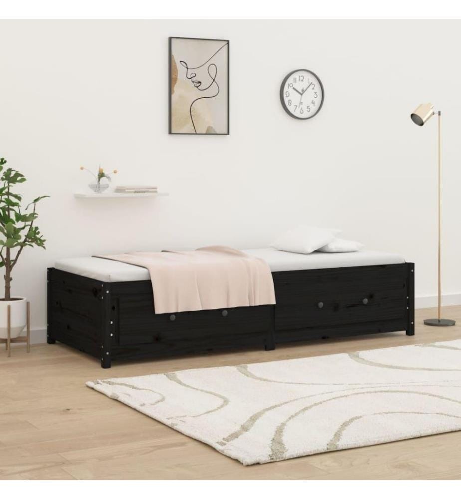 Tagesbett Schwarz 75x190 cm 2FT6 Small Single Massivholz Kiefer