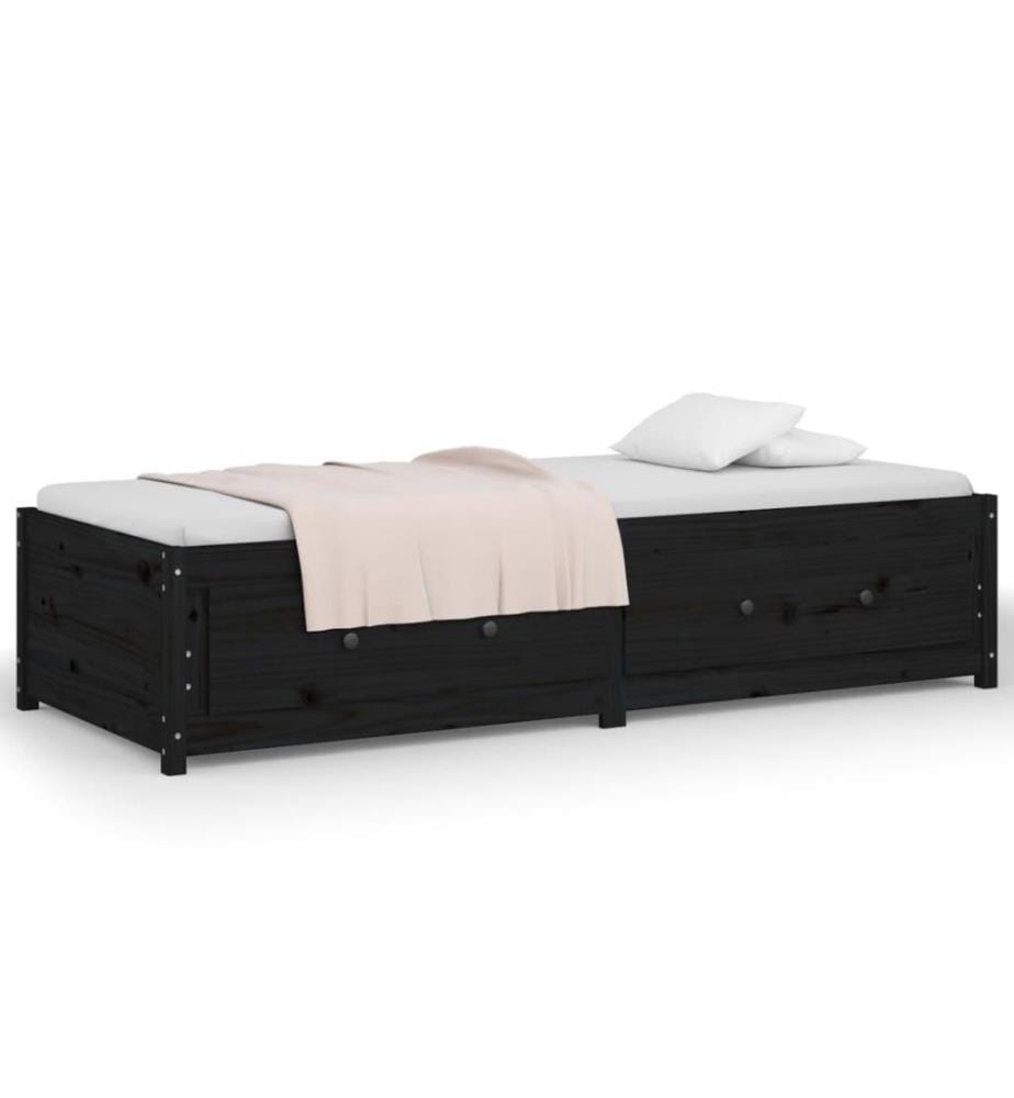 Tagesbett Schwarz 75x190 cm 2FT6 Small Single Massivholz Kiefer