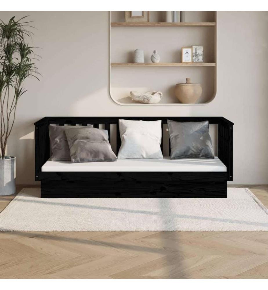 Tagesbett Schwarz 90x190 cm Massivholz Kiefer