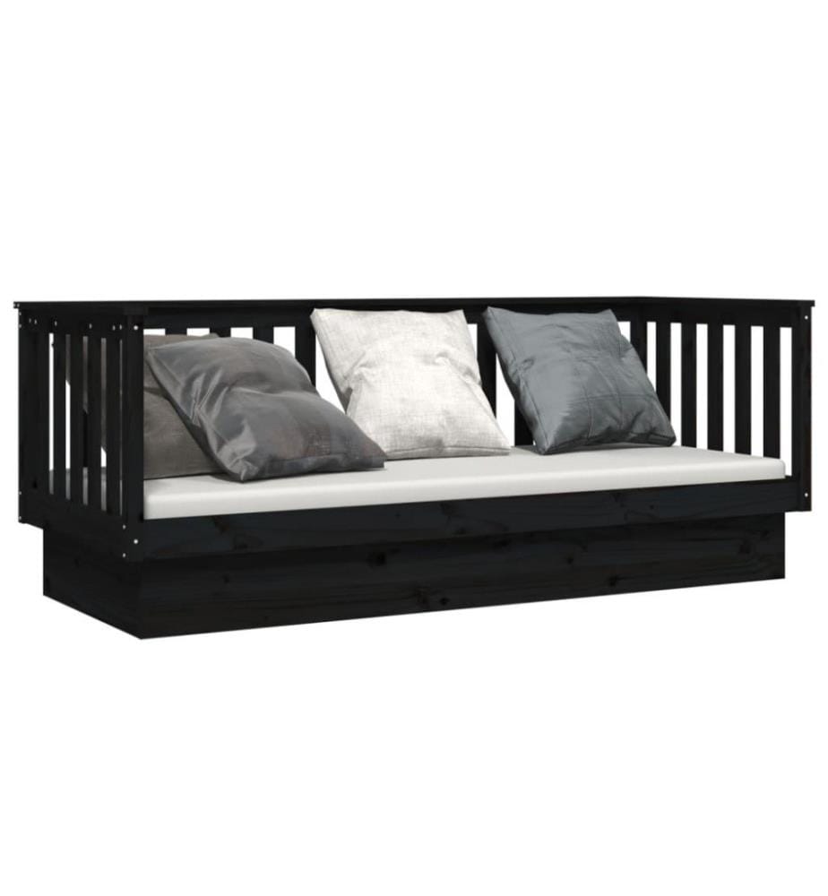 Tagesbett Schwarz 90x190 cm Massivholz Kiefer