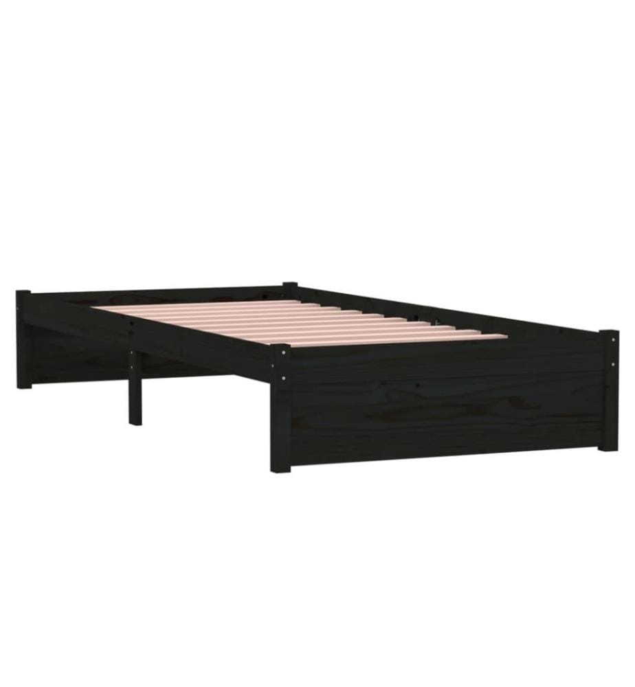 Massivholzbett Schwarz 90x190 cm 3FT Single