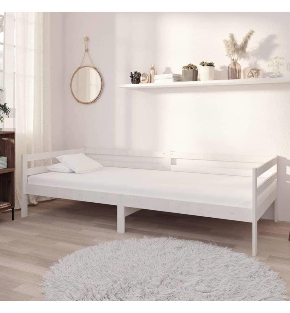 Tagesbett mit Schubladen Weiss 90x200 cm Massives Kiefernholz