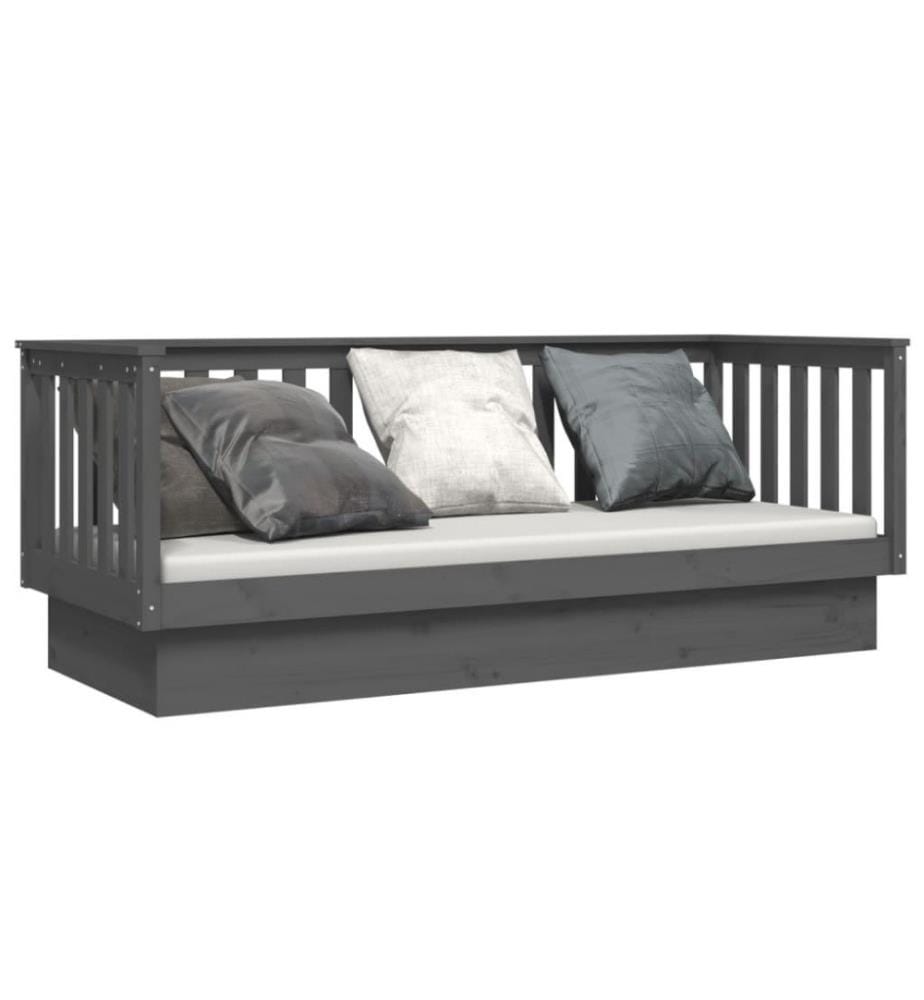 Tagesbett Grau 75x190 cm Massivholz Kiefer