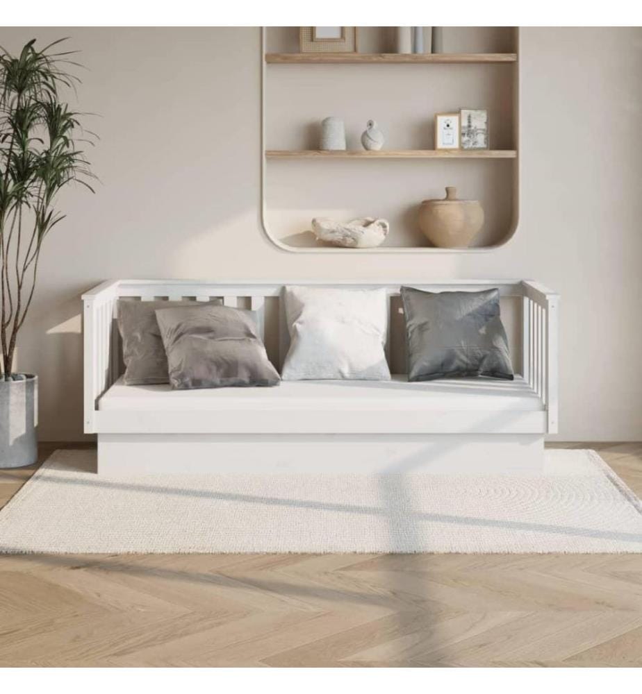 Tagesbett Weiss 75x190 cm Massivholz Kiefer