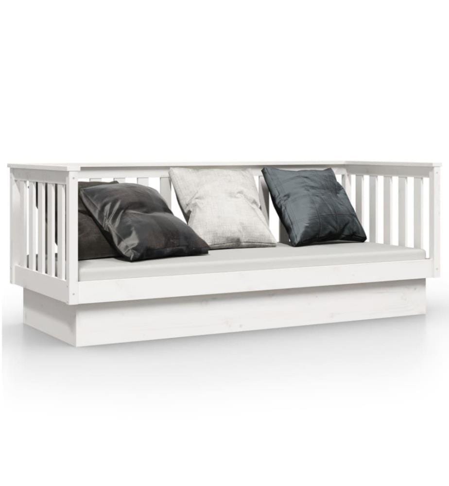 Tagesbett Weiss 75x190 cm Massivholz Kiefer