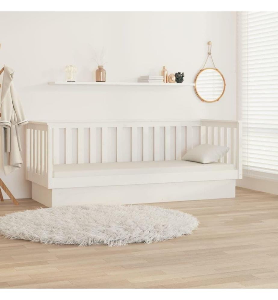 Tagesbett Weiss 75x190 cm Massivholz Kiefer