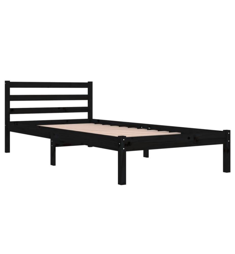 Massivholzbett Kiefer 90x200 cm Schwarz