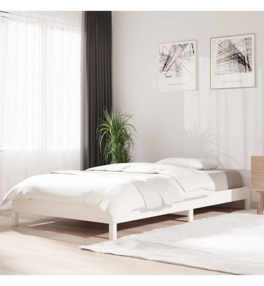 Stapelbett Weiss 100x200 cm Massivholz Kiefer