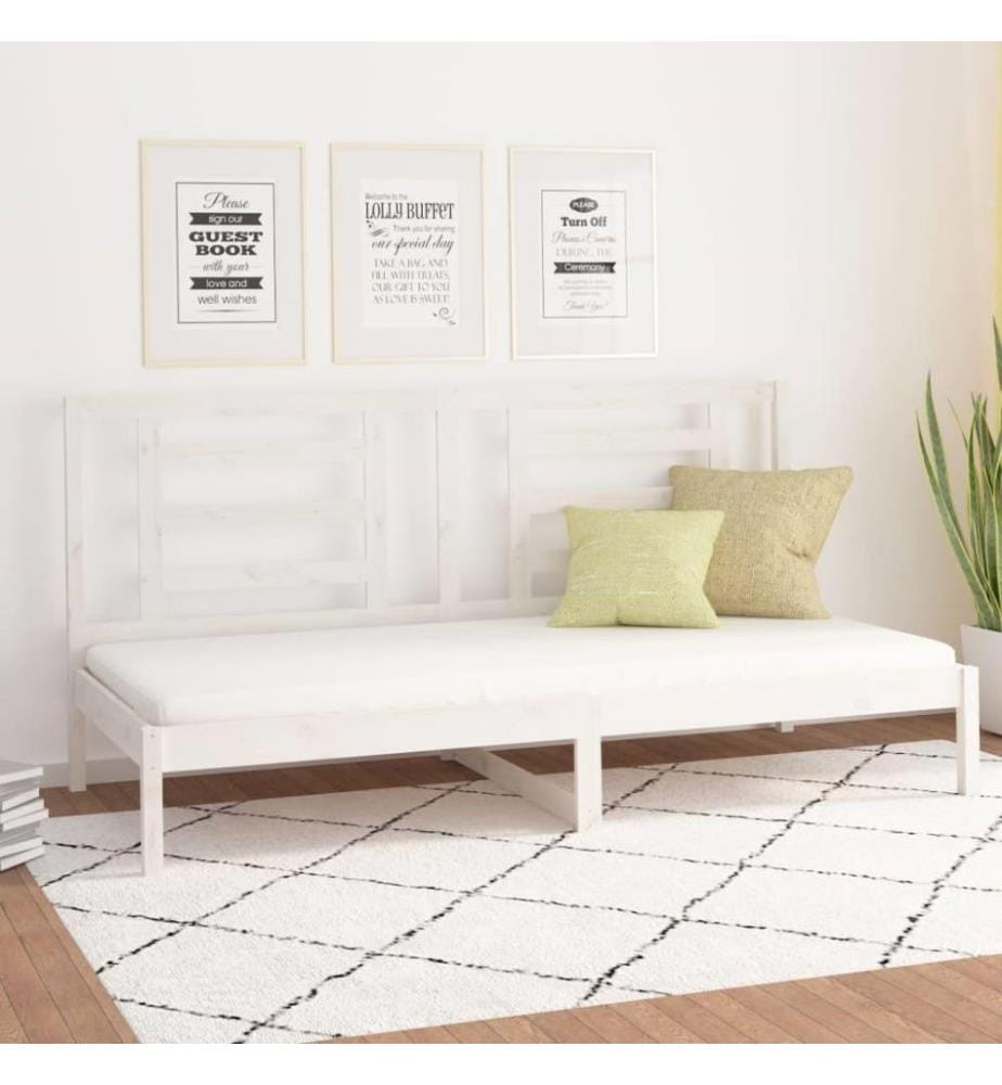 Lit de jour Blanc 90x200 cm Bois de pin massif