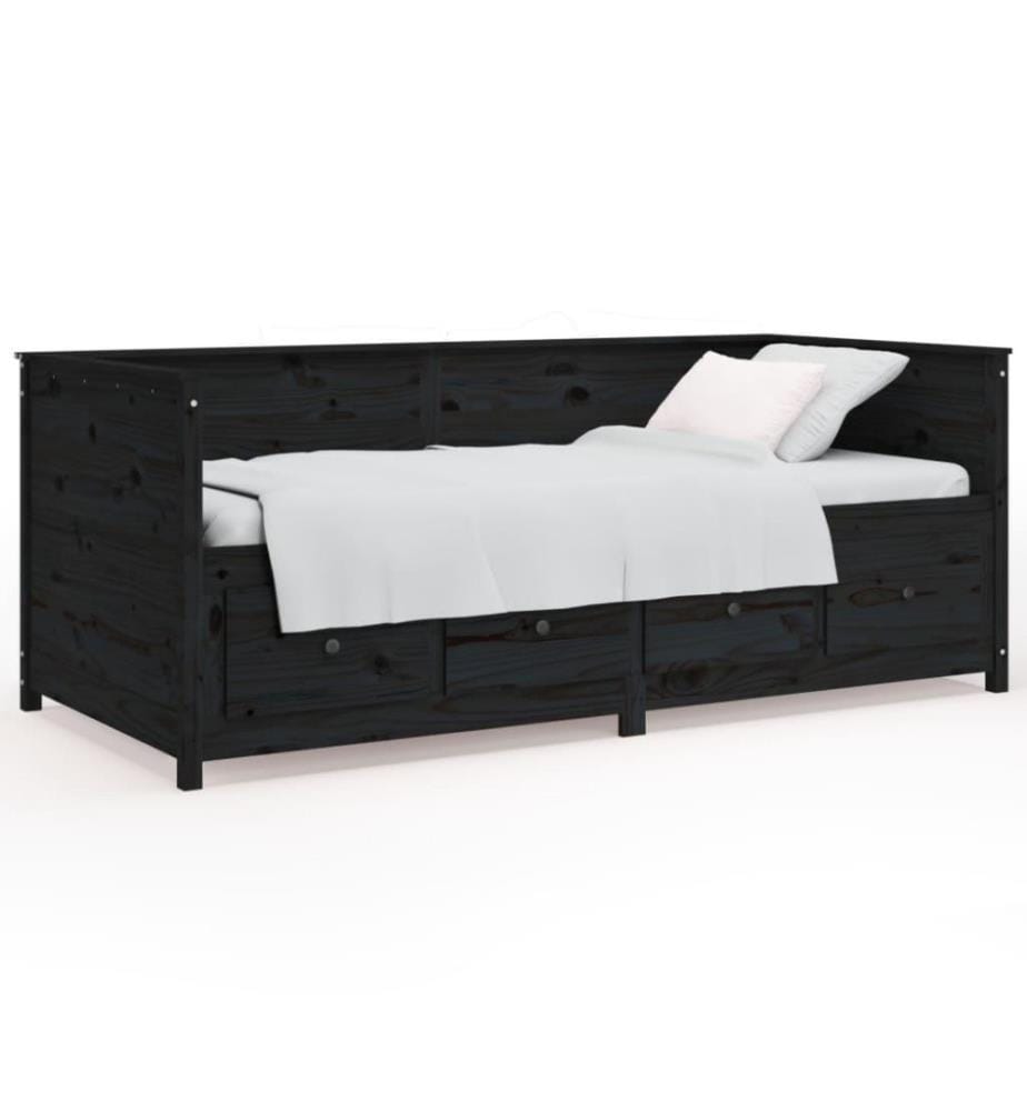 Tagesbett Schwarz 90x200 cm Massivholz Kiefer