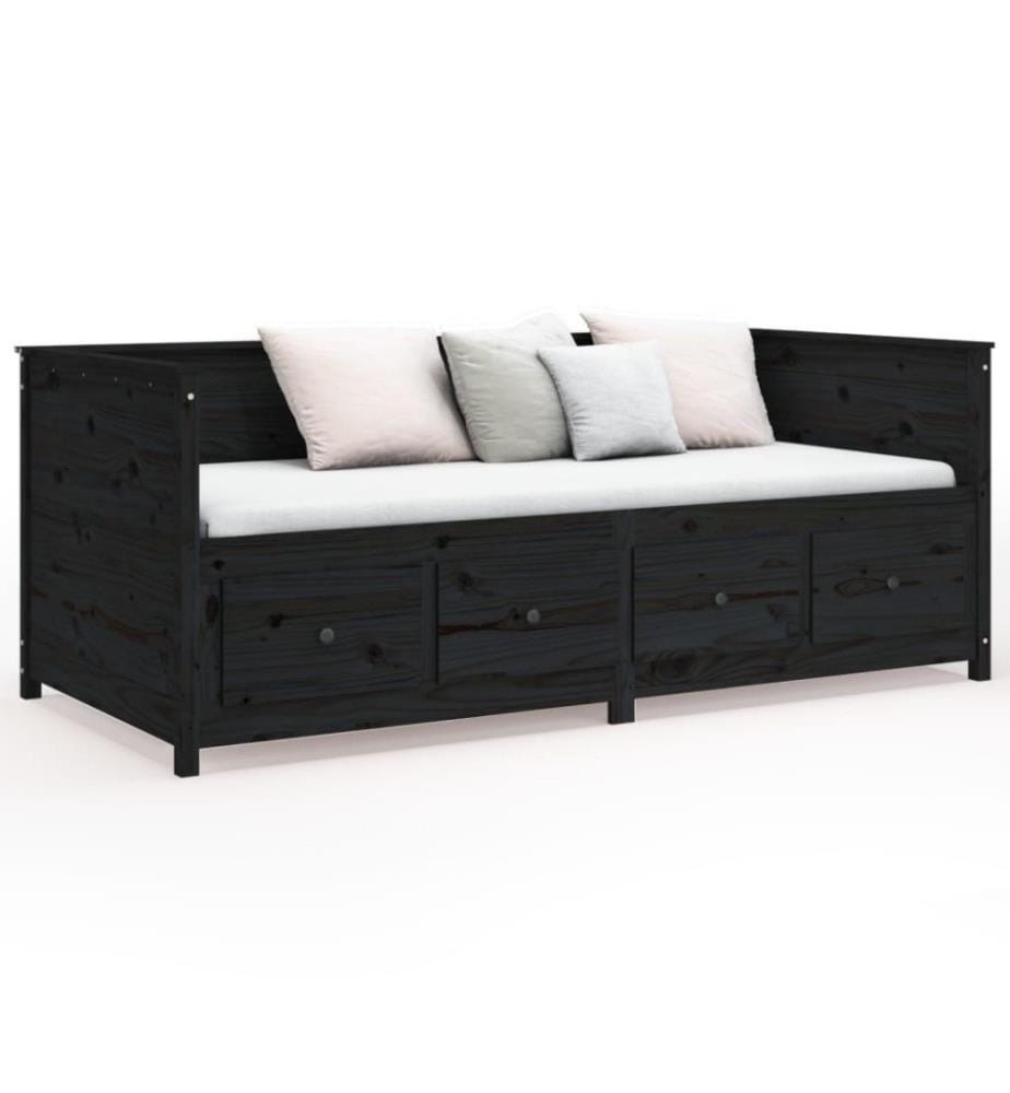 Tagesbett Schwarz 90x200 cm Massivholz Kiefer
