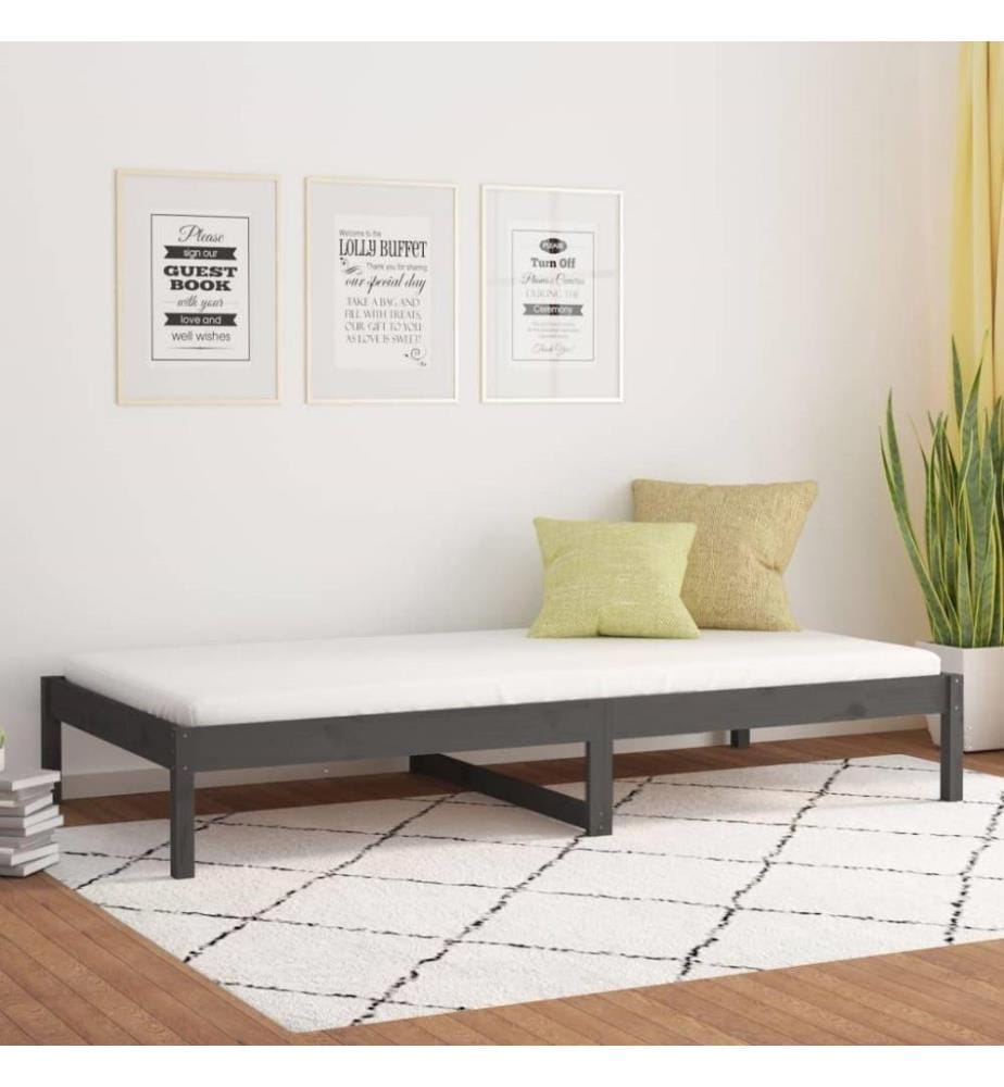Tagesbett Grau 90x190 cm 3FT Single Massivholz Kiefer