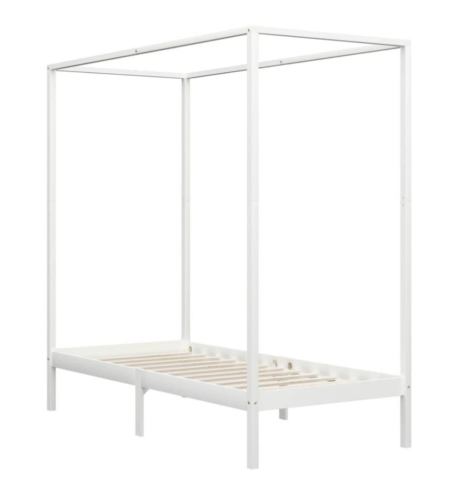 Himmelbett-Gestell Weiss Massivholz Kiefer 100 x 200 cm