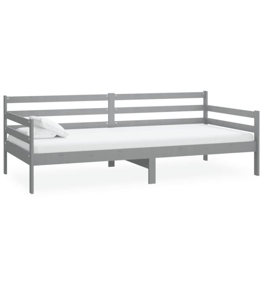 Tagesbett mit Matratze 90x200 cm Grau Kiefer Massivholz