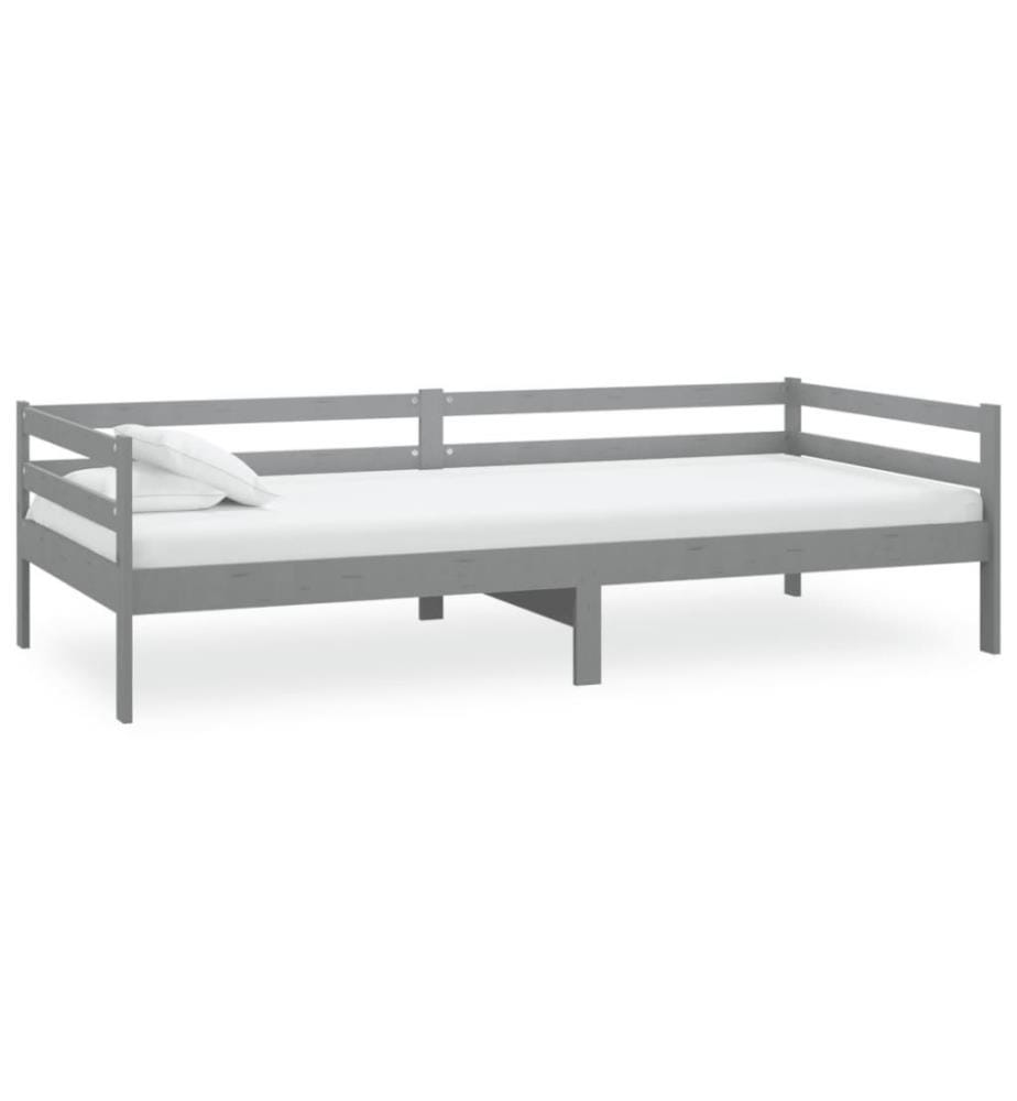 Tagesbett mit Matratze 90x200 cm Grau Kiefer Massivholz
