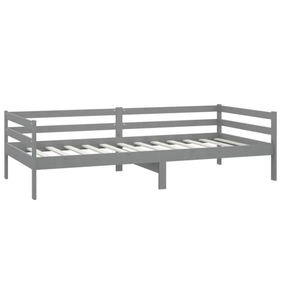 Tagesbett mit Matratze 90x200 cm Grau Kiefer Massivholz
