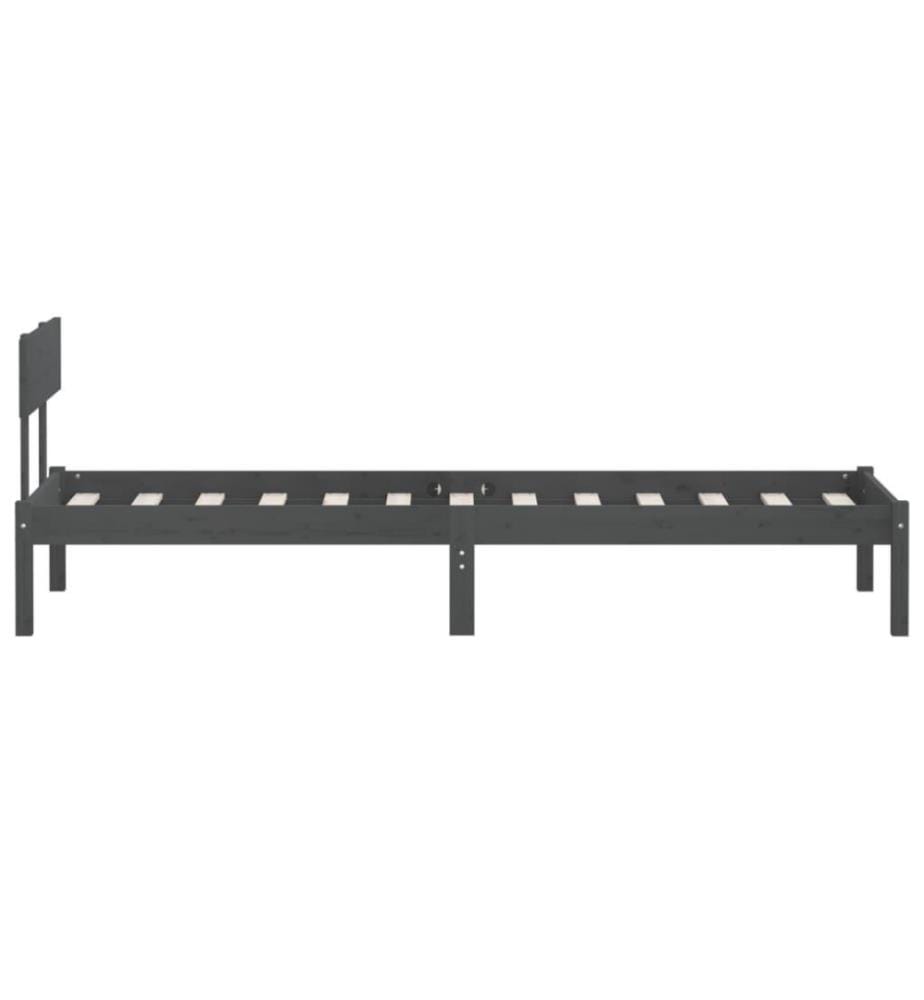 Massivholzbett Grau Kiefer 90x190 cm UK Single