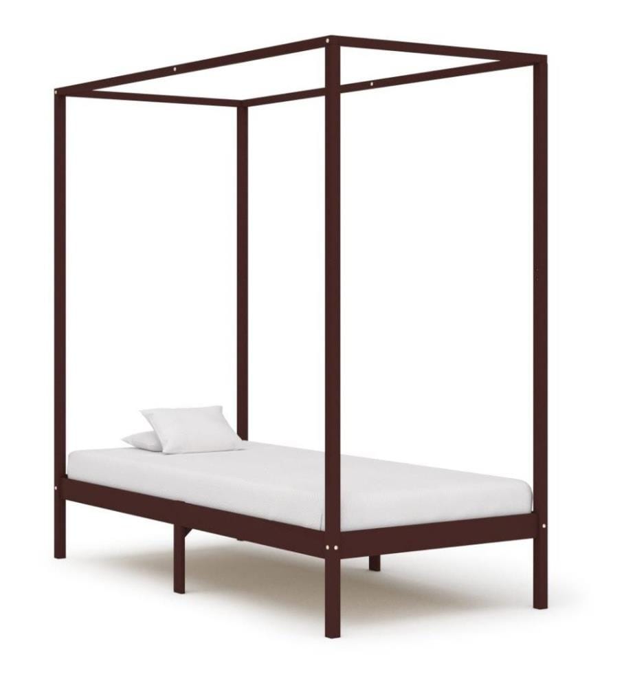 Himmelbett-Gestell Dunkelbraun Massivholz Kiefer 100 x 200 cm