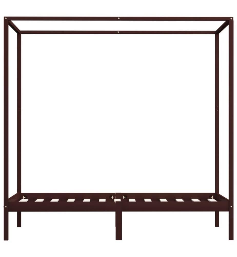 Himmelbett-Gestell Dunkelbraun Massivholz Kiefer 100 x 200 cm