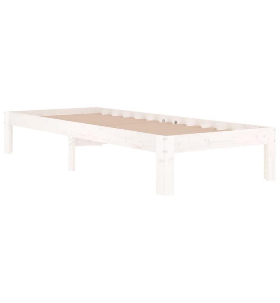 Massivholzbett Weiss 75x190 cm 2FT6 Small Single