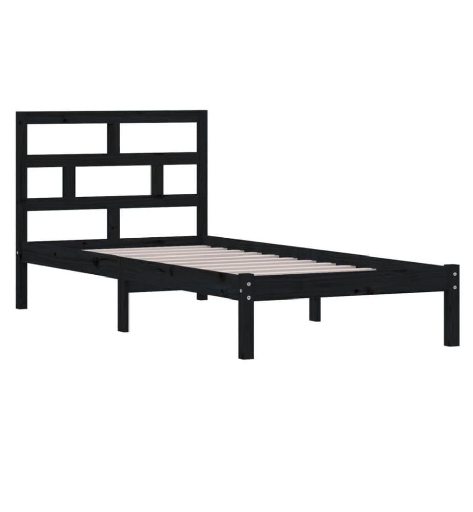 Massivholzbett Schwarz Kiefer 100x200 cm