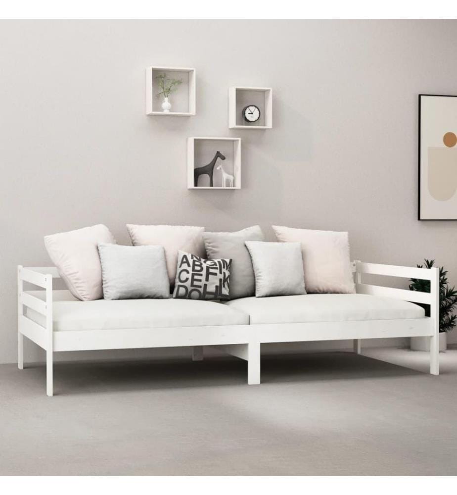 Tagesbett mit Matratze 90x200 cm Weiss Kiefer Massivholz