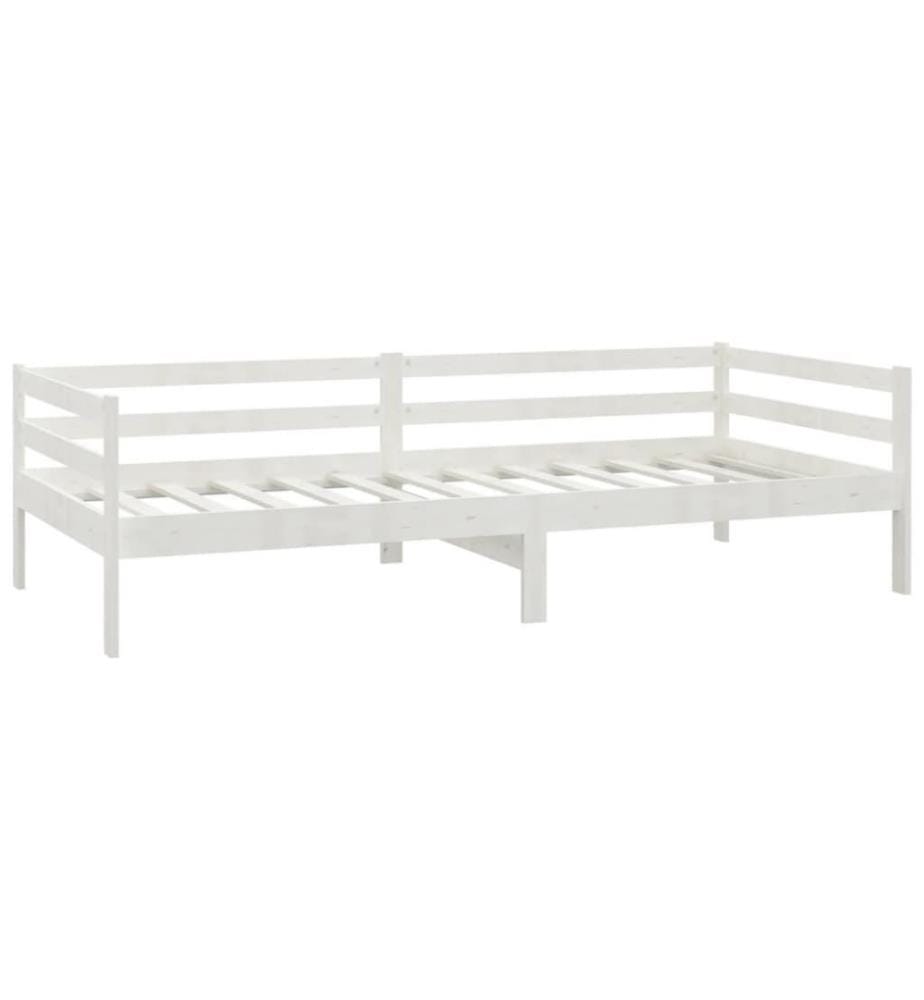 Tagesbett mit Matratze 90x200 cm Weiss Kiefer Massivholz