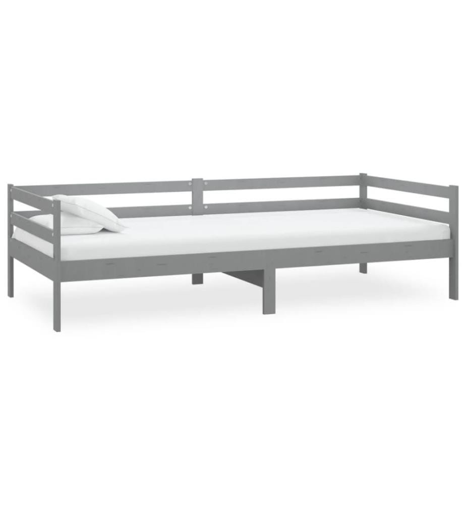 Tagesbett mit Matratze 90x200 cm Grau Kiefer Massivholz
