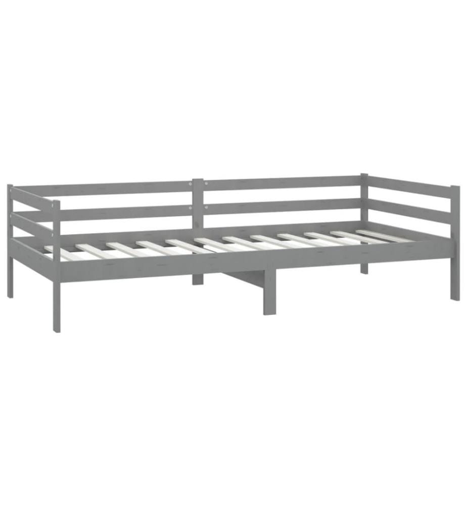 Tagesbett mit Matratze 90x200 cm Grau Kiefer Massivholz
