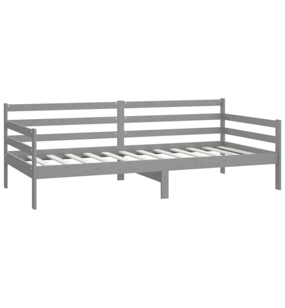 Tagesbett mit Matratze 90x200 cm Grau Kiefer Massivholz