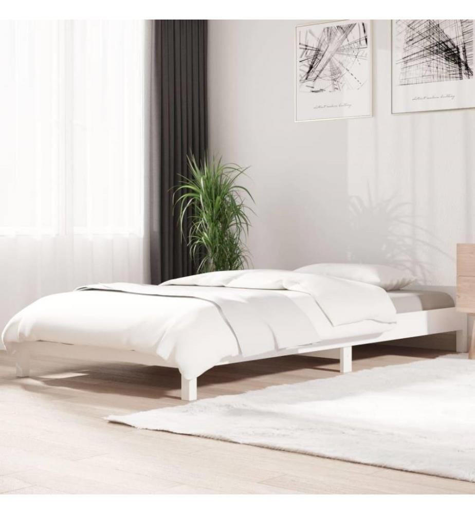 Stapelbett Weiss 90x190 cm Massivholz Kiefer