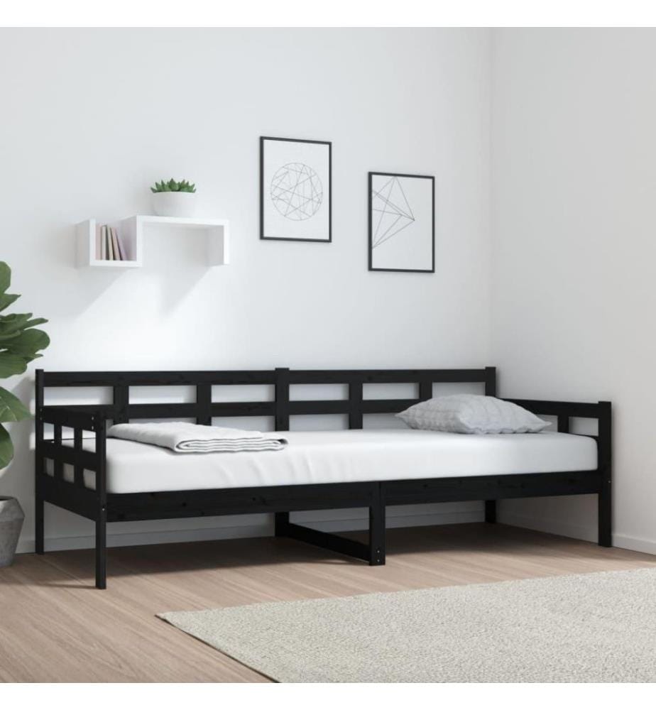 Tagesbett Schwarz Massivholz Kiefer 80x200 cm