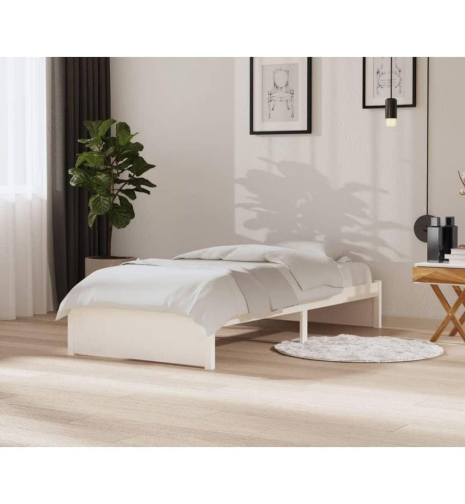 Cadre de lit Blanc Bois massif 90x200 cm
