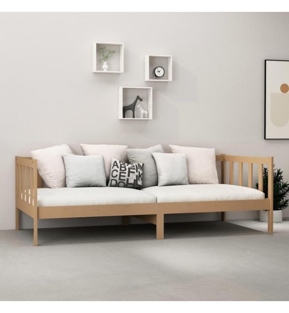 Tagesbett mit Matratze 90x200 cm Honigbraun Massivholz Kiefer