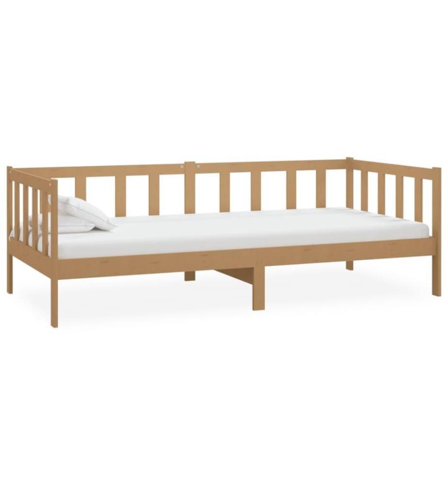 Tagesbett mit Matratze 90x200 cm Honigbraun Massivholz Kiefer