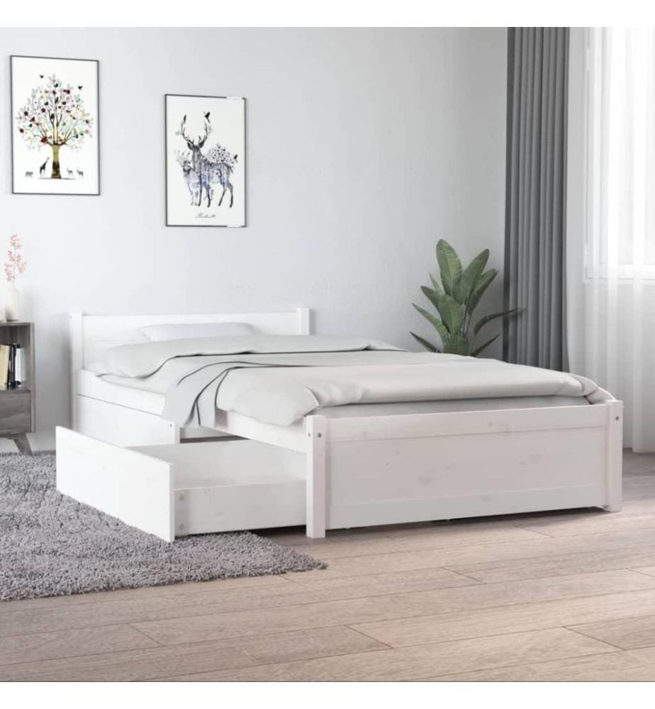Bett mit Schubladen Weiss 90x190 cm 3FT Single