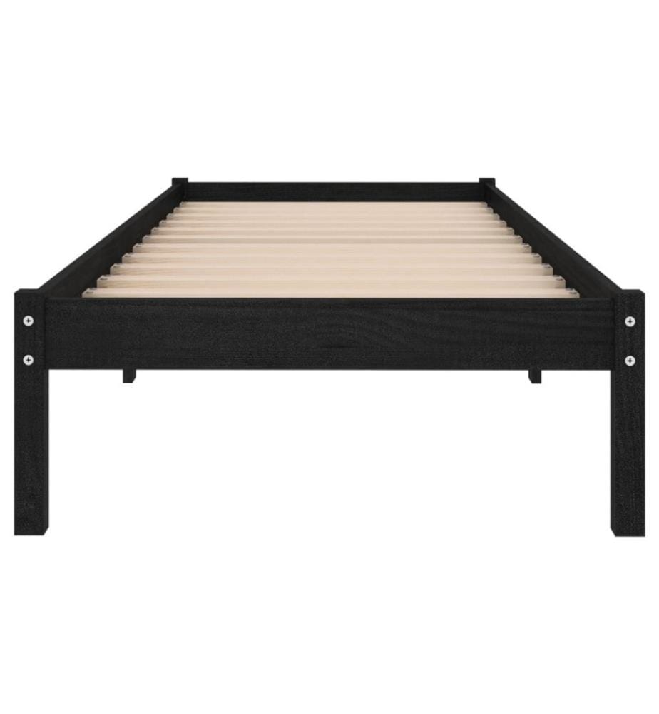 Massivholzbett Schwarz Kiefer 90x200 cm