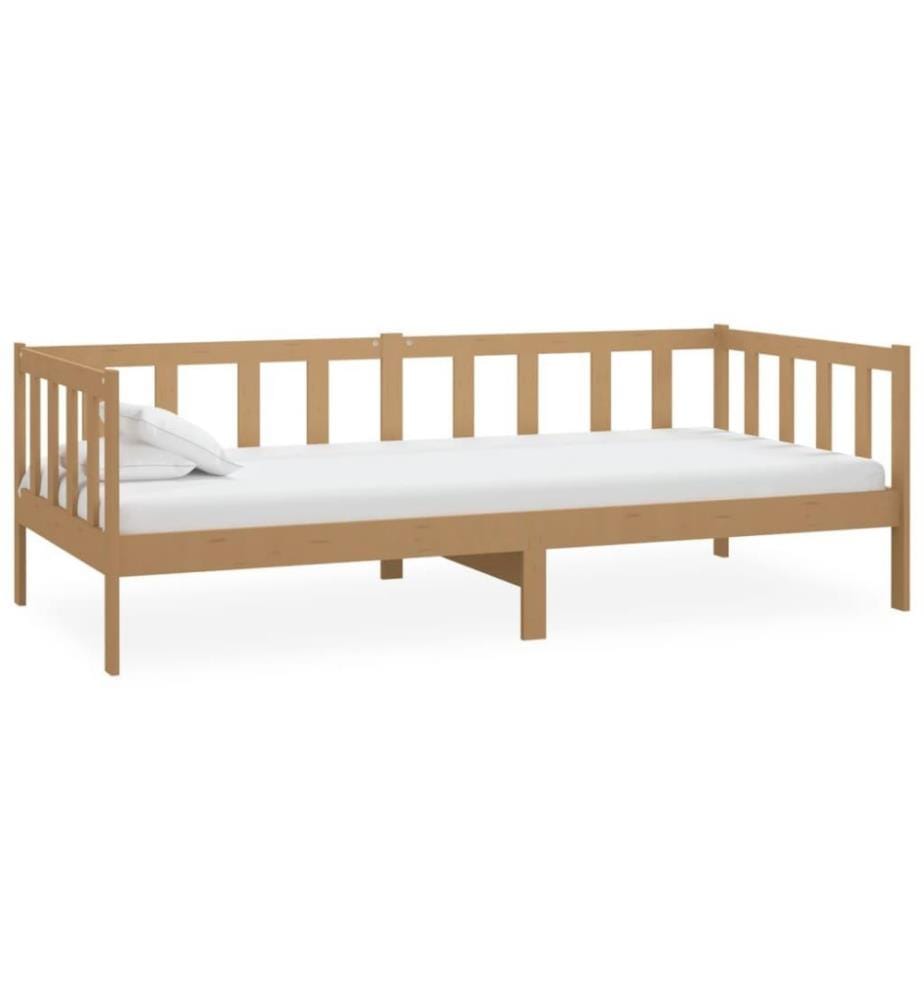 Tagesbett mit Matratze 90x200 cm Honigbraun Massivholz Kiefer