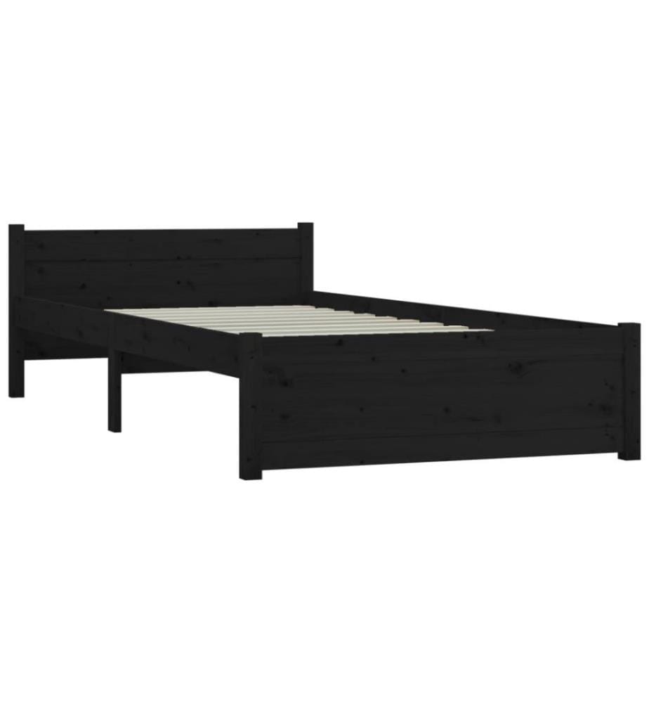 Massivholzbett Schwarz 90x200 cm