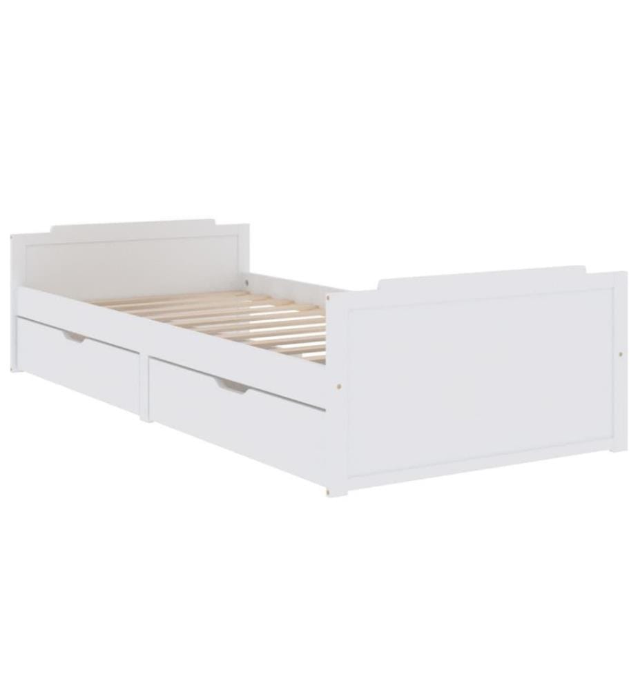 Massivholzbett mit Schubladen Weiss Kiefer 90x200 cm